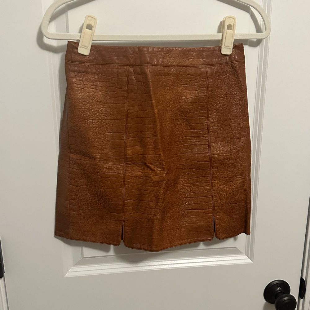 Love Riche Tan Faux Leather Skirt